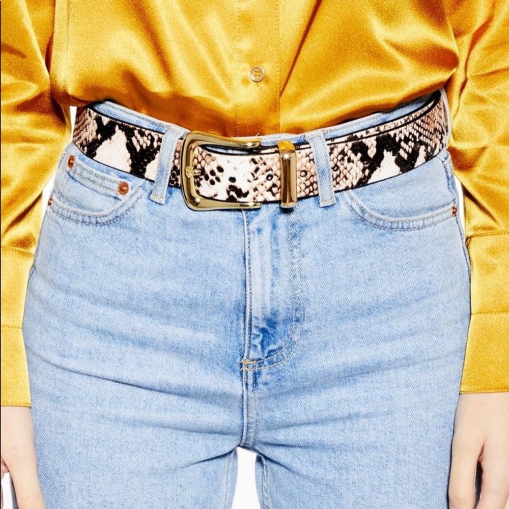 Topshop Snake Printed Leather Belt